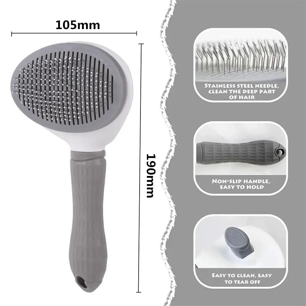 Pet Comb Automatic Hair Removal Comb Stainless Steel Needle - allqualityexpress